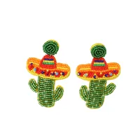 1 Pair IG Style Cactus Coconut Tree Horse Knitting Glass Drop Earrings main image 5