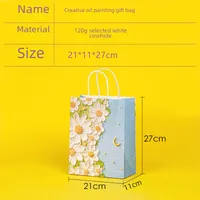 Oil Painting Style Kraft Paper Bag Custom Cross-border Gift Bag Milk Tea Baking Takeaway Tote Bag Student Gift Bag main image 4