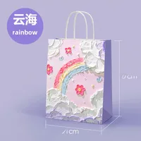 Oil Painting Style Kraft Paper Bag Custom Cross-border Gift Bag Milk Tea Baking Takeaway Tote Bag Student Gift Bag sku image 5