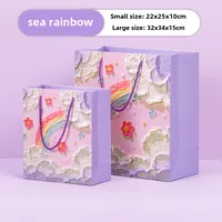 Oil Painting Style Kraft Paper Bag Custom Cross-border Gift Bag Milk Tea Baking Takeaway Tote Bag Student Gift Bag sku image 12