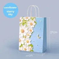 Oil Painting Style Kraft Paper Bag Custom Cross-border Gift Bag Milk Tea Baking Takeaway Tote Bag Student Gift Bag sku image 2