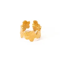 Vacation Simple Style Solid Color Flower Titanium Steel Plating Women's Open Rings main image 5