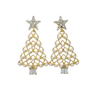 1 Pair IG Style Christmas Tree Snowflake Elk Inlay Alloy Rhinestones Pearl Drop Earrings main image 5