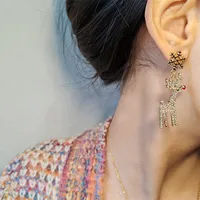 1 Pair IG Style Christmas Tree Snowflake Elk Inlay Alloy Rhinestones Pearl Drop Earrings main image 6