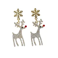 1 Pair IG Style Christmas Tree Snowflake Elk Inlay Alloy Rhinestones Pearl Drop Earrings sku image 1
