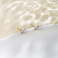 1 Pair Basic Simple Style Round Plating Copper Zirconia 18K Gold Plated Ear Studs main image 1