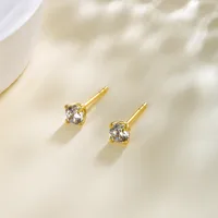 1 Pair Basic Simple Style Round Plating Copper Zirconia 18K Gold Plated Ear Studs main image 3