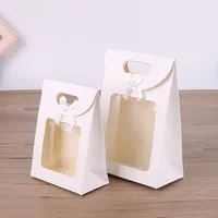 White Black Window Opening Flip Cover Butterfly Knot Adhesive Seal Gift Bag Kraft Paper Packaging Sealing Paper Transparent Bag main image 2