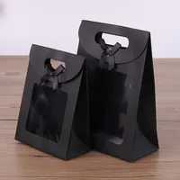 White Black Window Opening Flip Cover Butterfly Knot Adhesive Seal Gift Bag Kraft Paper Packaging Sealing Paper Transparent Bag main image 3
