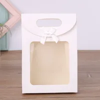 White Black Window Opening Flip Cover Butterfly Knot Adhesive Seal Gift Bag Kraft Paper Packaging Sealing Paper Transparent Bag main image 4