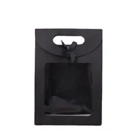 White Black Window Opening Flip Cover Butterfly Knot Adhesive Seal Gift Bag Kraft Paper Packaging Sealing Paper Transparent Bag main image 5