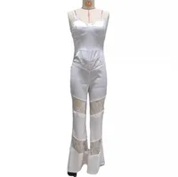 Women's Casual Holiday Daily Simple Style Solid Color Full Length Lace Hollow Out Backless Jumpsuits main image 5