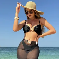 Women's Sexy Solid Color 3 Pieces Set Swimwear sku image 2