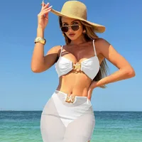 Women's Sexy Solid Color 3 Pieces Set Swimwear sku image 4