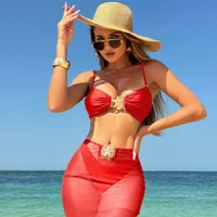 Women's Sexy Solid Color 3 Pieces Set Swimwear main image 4