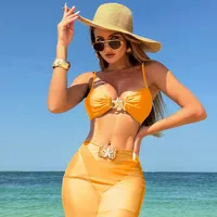 Women's Sexy Solid Color 3 Pieces Set Swimwear main image 6