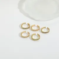 Casual Classic Style Water Droplets Copper Zircon 14K Gold Plated Women's Open Rings main image 5