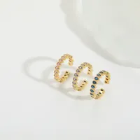 Casual Classic Style Water Droplets Copper Zircon 14K Gold Plated Women's Open Rings main image 6