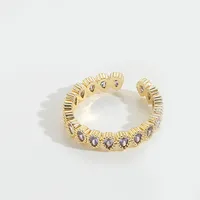 Casual Classic Style Water Droplets Copper Zircon 14K Gold Plated Women's Open Rings sku image 5