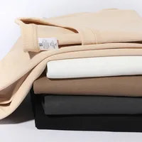 Spring/Fall Unisex Cotton Blend Hoodie - 320GSM Solid Color Oversized Casual Long Sleeve With Ribbed Cuffs main image 2