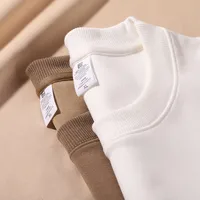 Spring/Fall Unisex Cotton Blend Hoodie - 320GSM Solid Color Oversized Casual Long Sleeve With Ribbed Cuffs main image 4