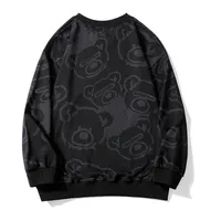 Trendy Men's Cotton Hooded Sweatshirt, Spring - Autumn Bear Print Streetwear, Loose Fit Couple Matching Pullover main image 4