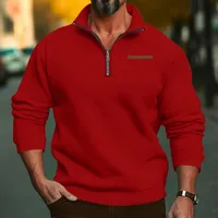 Men's Heavyweight Fleece Half-Zip Stand Collar Pullover Sweatshirt - Oversized Winter Casual Solid Color main image 5