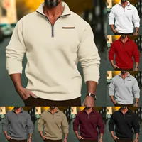 Men's Heavyweight Fleece Half-Zip Stand Collar Pullover Sweatshirt - Oversized Winter Casual Solid Color main image 3