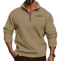 Men's Heavyweight Fleece Half-Zip Stand Collar Pullover Sweatshirt - Oversized Winter Casual Solid Color main image 4