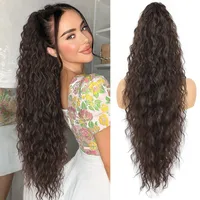 Women's Elegant Retro Sexy Masquerade Christmas Cosplay Chemical Fiber High Temperature Wire Curls Long Curly Hair Ponytail Wig Clips main image 8