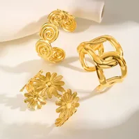 Modern Style Classic Style Chrysanthemum 201 Stainless Steel 18K Gold Plated None Bangle In Bulk main image 3