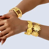 Modern Style Classic Style Chrysanthemum 201 Stainless Steel 18K Gold Plated None Bangle In Bulk main image 5
