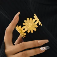 Modern Style Classic Style Chrysanthemum 201 Stainless Steel 18K Gold Plated None Bangle In Bulk main image 7