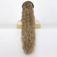 Women's Elegant Retro Sexy Masquerade Christmas Cosplay Chemical Fiber High Temperature Wire Curls Long Curly Hair Ponytail Wig Clips sku image 5