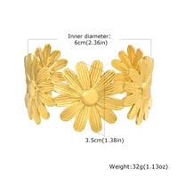 Modern Style Classic Style Chrysanthemum 201 Stainless Steel 18K Gold Plated None Bangle In Bulk sku image 1
