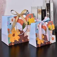 Cross-border Gift Bag Exquisite Gift Bag Spot Paper Bag Packaging Bag White Cardboard Handbag Candy Bag Double Ribbon main image 4