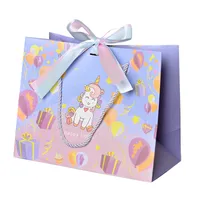 Cross-border Gift Bag Exquisite Gift Bag Spot Paper Bag Packaging Bag White Cardboard Handbag Candy Bag Double Ribbon main image 5