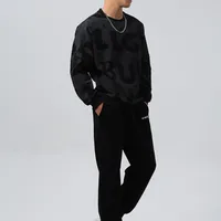 Drop Shoulder Long Sleeve Hoodie - Reverse Lettering Digital Print Autumn Fitness Sweatshirt main image 1