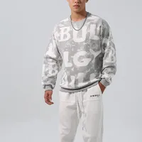 Drop Shoulder Long Sleeve Hoodie - Reverse Lettering Digital Print Autumn Fitness Sweatshirt main image 3