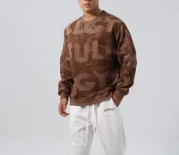 Drop Shoulder Long Sleeve Hoodie - Reverse Lettering Digital Print Autumn Fitness Sweatshirt sku image 19