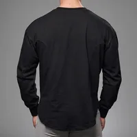 Autumn New Arrival Muscle Fitness Long Sleeve Solid Color Round Neck T-Shirt Men's Cotton Basketball Training Casual Top main image 4