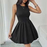 Women's Swing Dress Sexy Round Neck Backless Sleeveless Solid Color Above Knee Holiday Banquet Selfie main image 1
