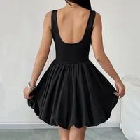 Women's Swing Dress Sexy Round Neck Backless Sleeveless Solid Color Above Knee Holiday Banquet Selfie main image 4