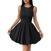 Women's Swing Dress Sexy Round Neck Backless Sleeveless Solid Color Above Knee Holiday Banquet Selfie main image 5
