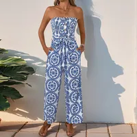 Women's Holiday Banquet Selfie Casual Simple Style Streetwear Ditsy Floral Full Length Jumpsuits sku image 1