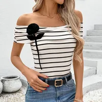 Women's T-shirt Long Sleeve T-Shirts Casual Elegant Simple Style Stripe sku image 2