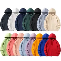 Men's 330g Heavyweight Cotton Fleece Hoodie - Korean Drop Shoulder, Round Neck Plain Blank Pullover Sweatshirt For Autumn main image 1
