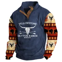 Men's Western Cowboy Print Long Sleeve Button - Up Casual Fashion Jacket Coat main image 5