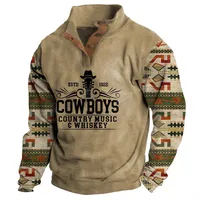 Men's Western Cowboy Print Long Sleeve Button - Up Casual Fashion Jacket Coat main image 1
