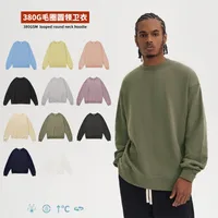 Men's 380g Cotton Hoodie Oversized Plain Crewneck Streetwear Vintage FOG - Inspired Color Blocking main image 5